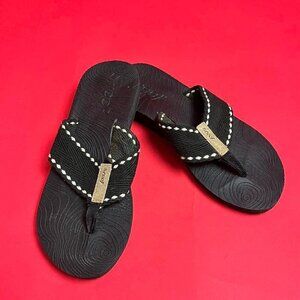 Reef / Navy blue foam bottom fabric top flip flops 💙🤍​​​​​​​​